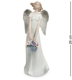 Статуэтка из фарфора Ангел в белом платье с корзинкой цветов