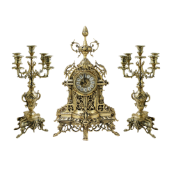 Бронзовые Каминные часы с канделябрами Пинья