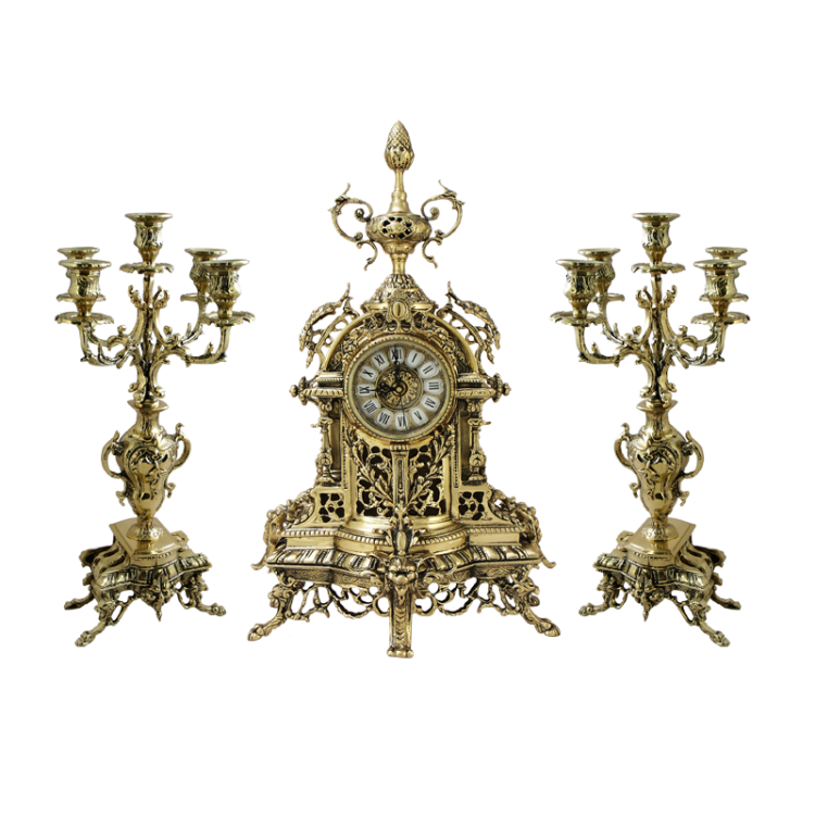 Бронзовые Каминные часы с канделябрами Пинья Bello De Bronze BP-2703364-D