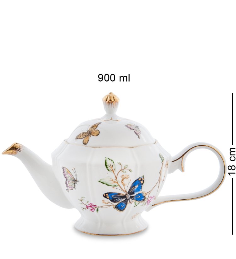 Чайный сервиз на 6 персон из фарфора Райский сад Pavone JK- 46, фотография чайника