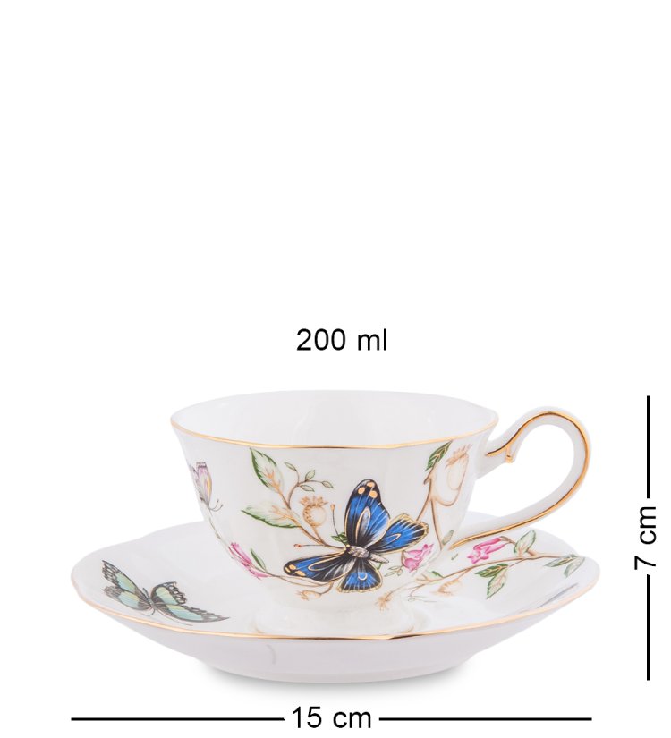 Чайный сервиз на 6 персон из фарфора Райский сад Pavone JK- 46, фотография чайной пары