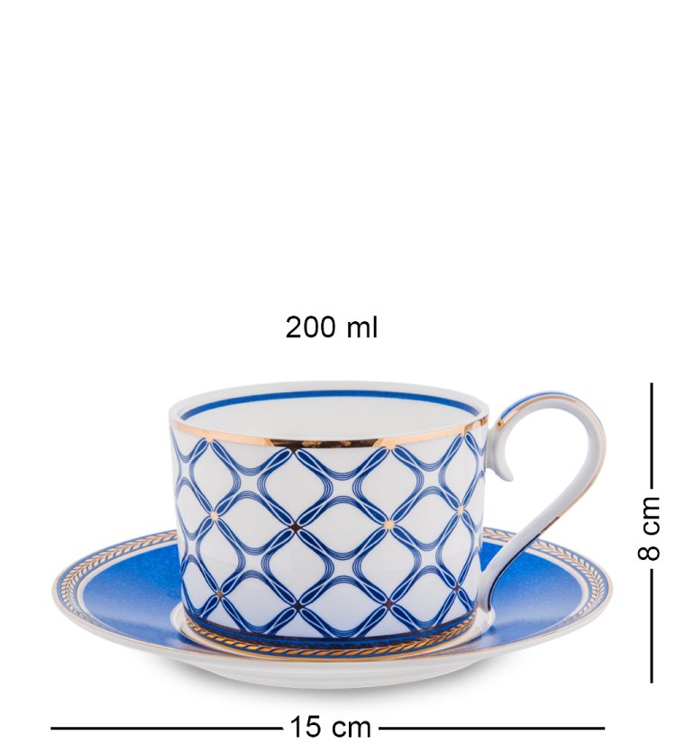 Чайный набор на 6 персон из фарфора Элегантность Pavone JK- 91, фотография чайной пары