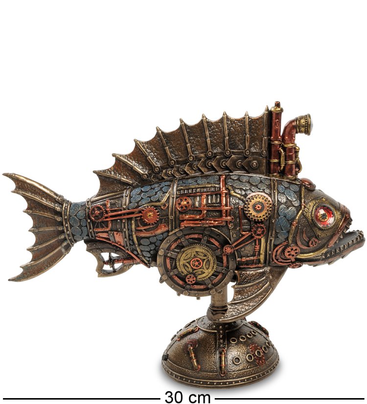 Статуэтка с подсветкой в стиле Стимпанк Рыба-Удильщик Veronese WS-905, вид профиль