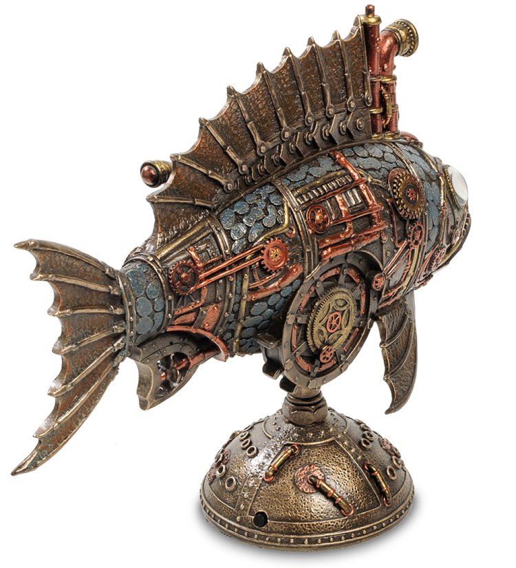 Статуэтка с подсветкой в стиле Стимпанк Рыба-Удильщик Veronese WS-905, оборотная сторона