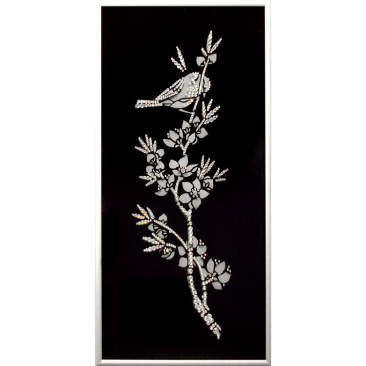 Картина Соловей c кристаллами Swarovski