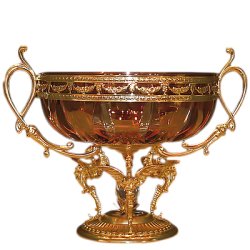 Ваза для фруктов с золотым декором Изумрудная Чаша