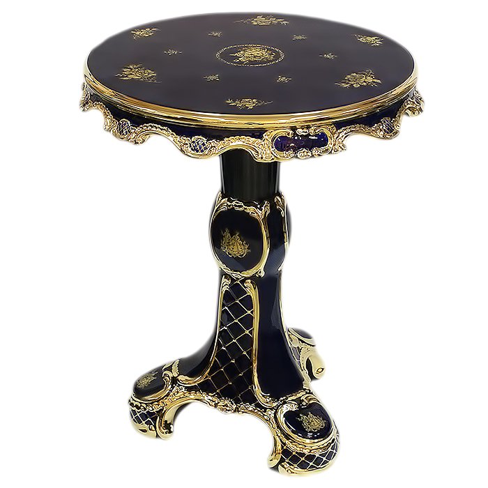Столик синий с золотой отделкой Стиль Барокко Bruno Costenaro 460/BLEU