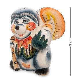 Статуэтка Ежик с грибом Цветная гжель