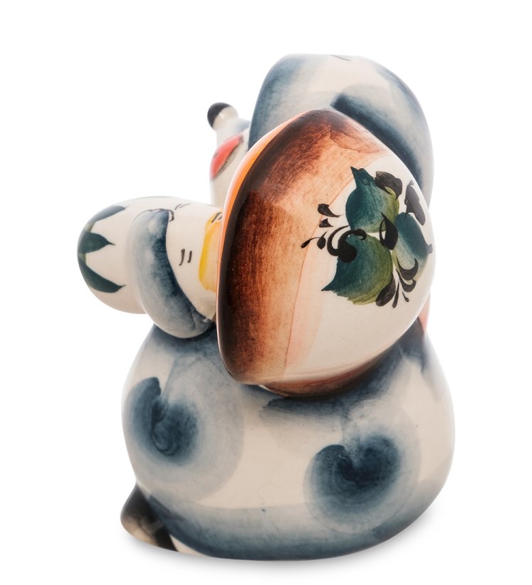 Статуэтка Ежик с грибом Цветная гжель ГЛ-134, фотография со спины