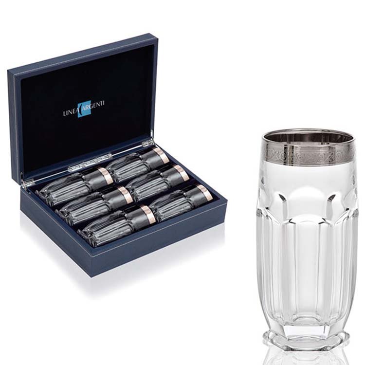 Набор стаканов для воды на 6 персон с платиновым декором Linea Argenti CR1761BC