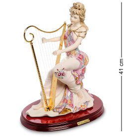 Статуэтка из керамики Девушка с золотой арфой