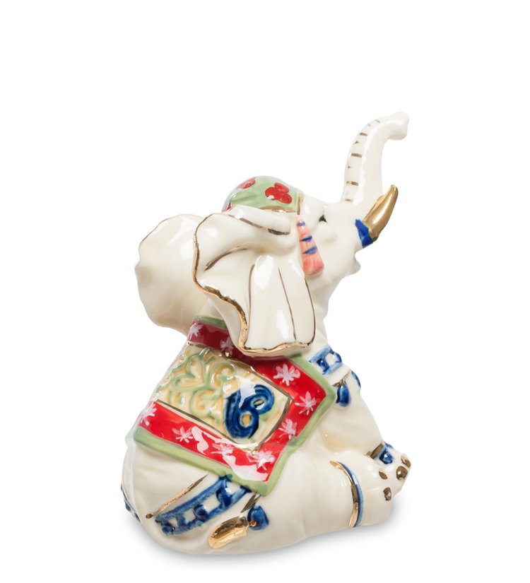 Статуэтка из фарфора Белый Слоник с поднятым хоботом Pavone JP-11/ 25, фотография со спины