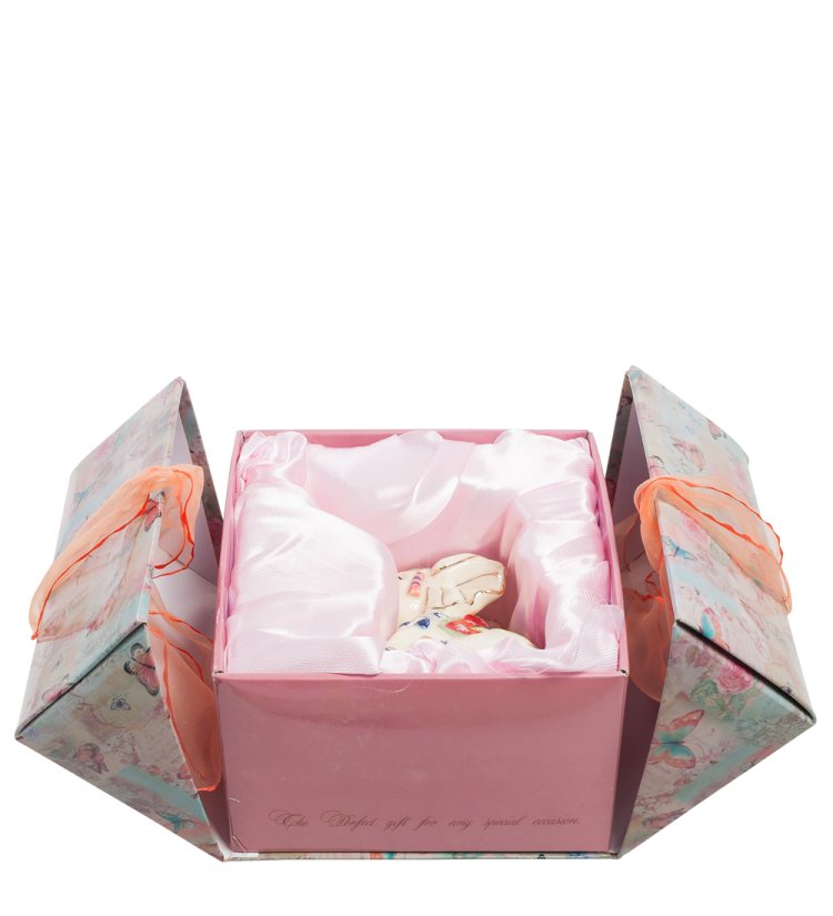 Статуэтка из фарфора Белый Слоник с поднятым хоботом Pavone JP-11/ 25, фотография в упаковке