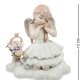 Статуэтка из фарфора Девочка Ангел с корзинкой цветов на облаке Pavone JP-22 /6