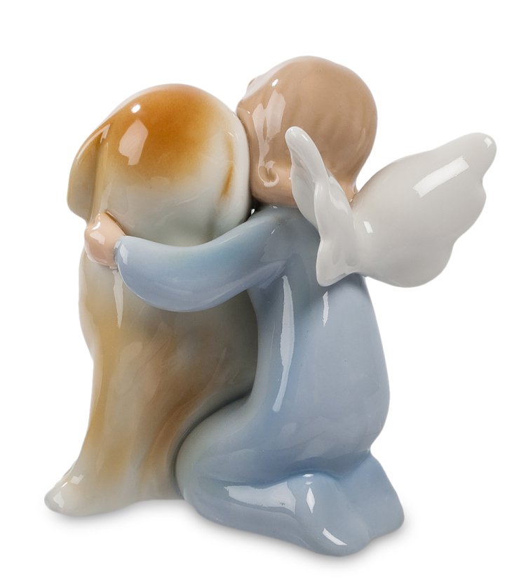 Статуэтка из фарфора Ангелочек с собакой Pavone CMS-11/10, фотография со спины