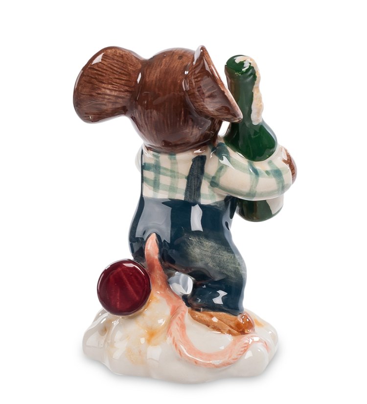Статуэтка из фарфора Мышонок Сомелье Pavone CMS-52/10, фотография со спины