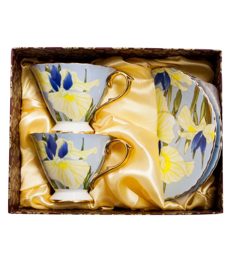 Чайный набор на 2 персоны Фиор Дель Аморе, голубой Pavone AS-64, фотография в упаковке