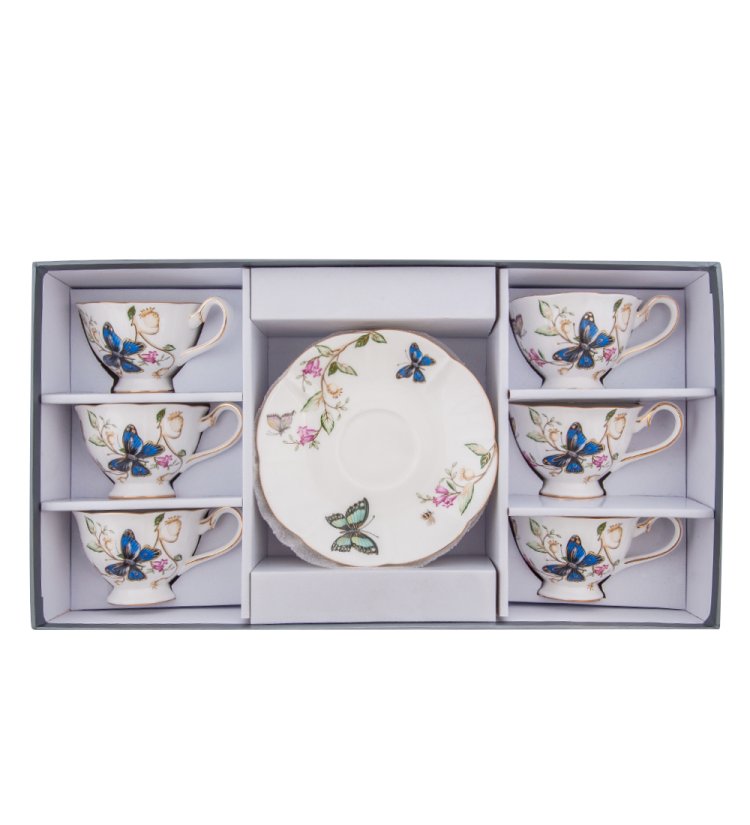 Чайный набор на 6 персон из фарфора Райский сад Гармония JK- 47, фотография в упаковке