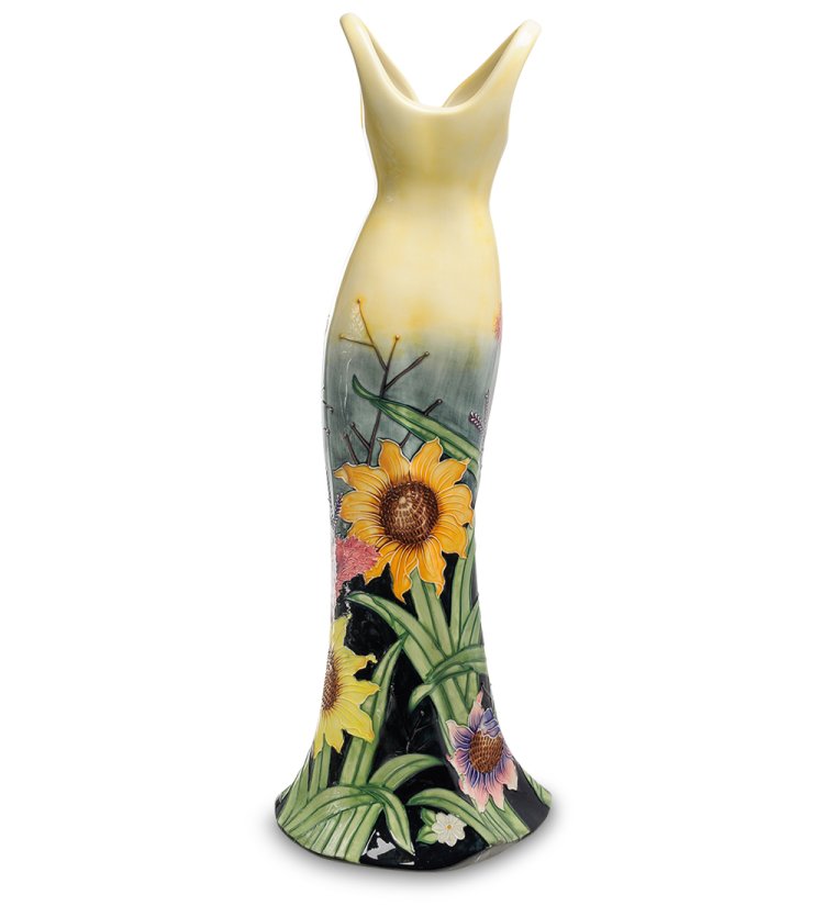 Напольная Ваза из фарфора в виде Платья Подсолнухи Pavone JP-95/21, фотография с обратной стороны