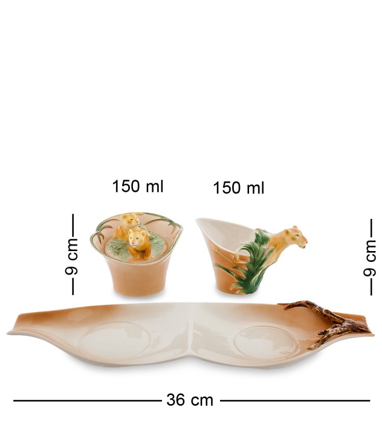 Набор Сахарница и молочник из фарфора Лев Pavone FM-32/ 2, фотография сбоку