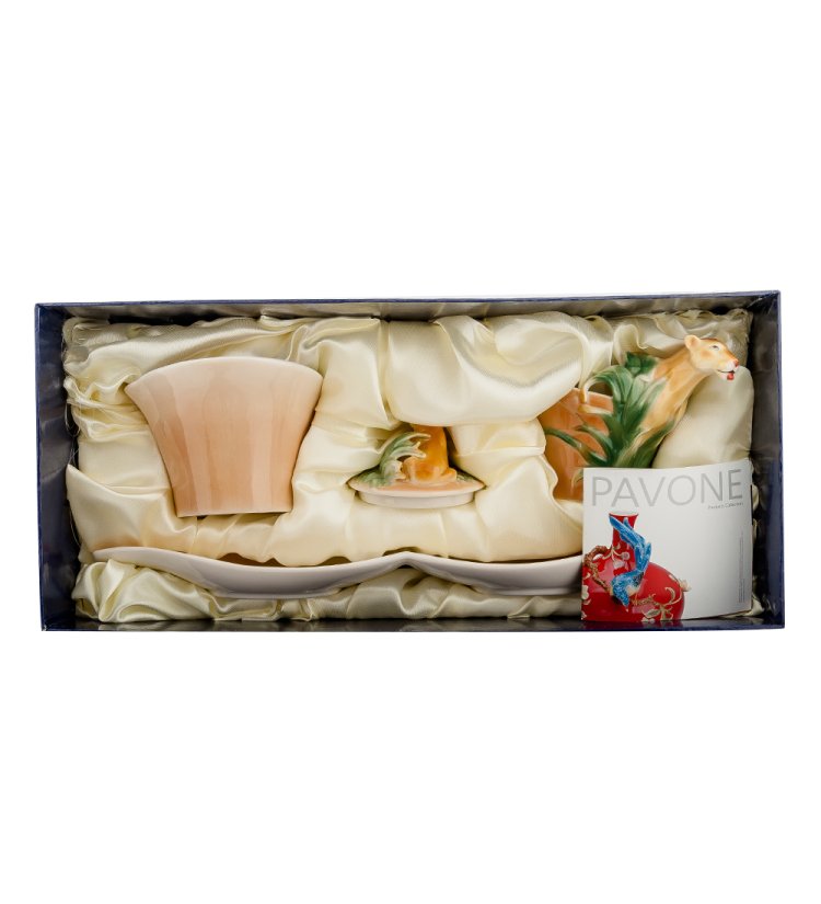 Набор Сахарница и молочник из фарфора Лев Pavone FM-32/ 2, фотография в упаковке