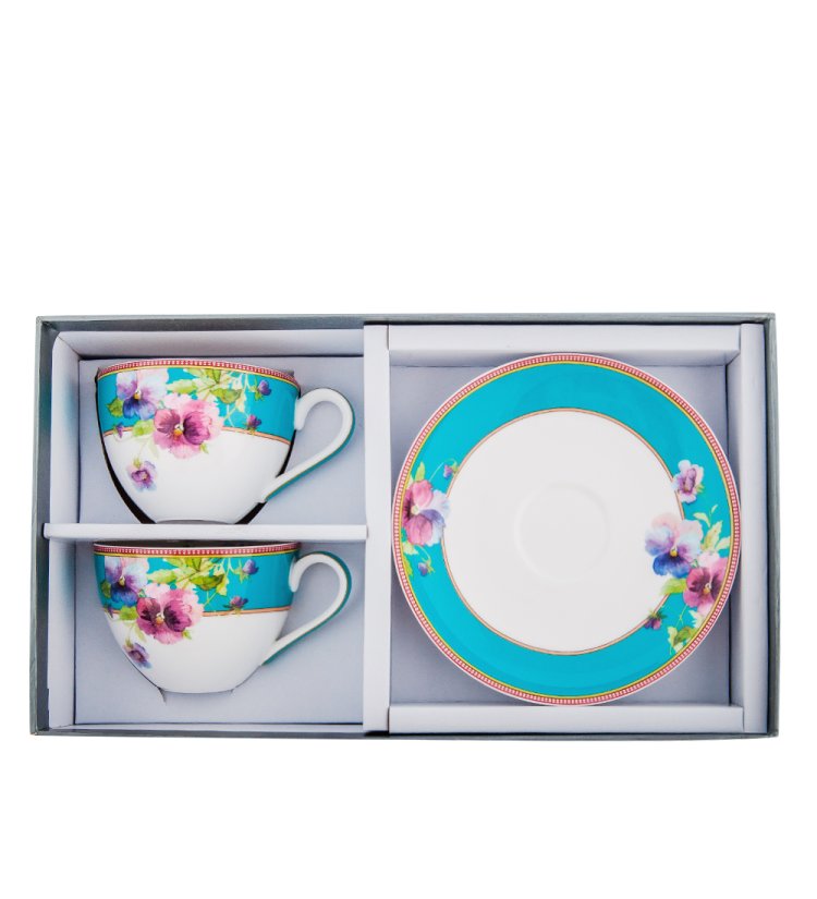 Чайный набор на 2 персоны из фарфора Виола Pavone JK-113, фотография в упаковке