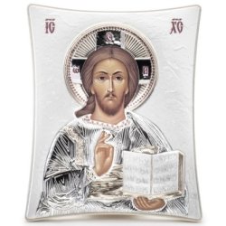 Икона Иисус Христос в серебре, Размер 12х14 см