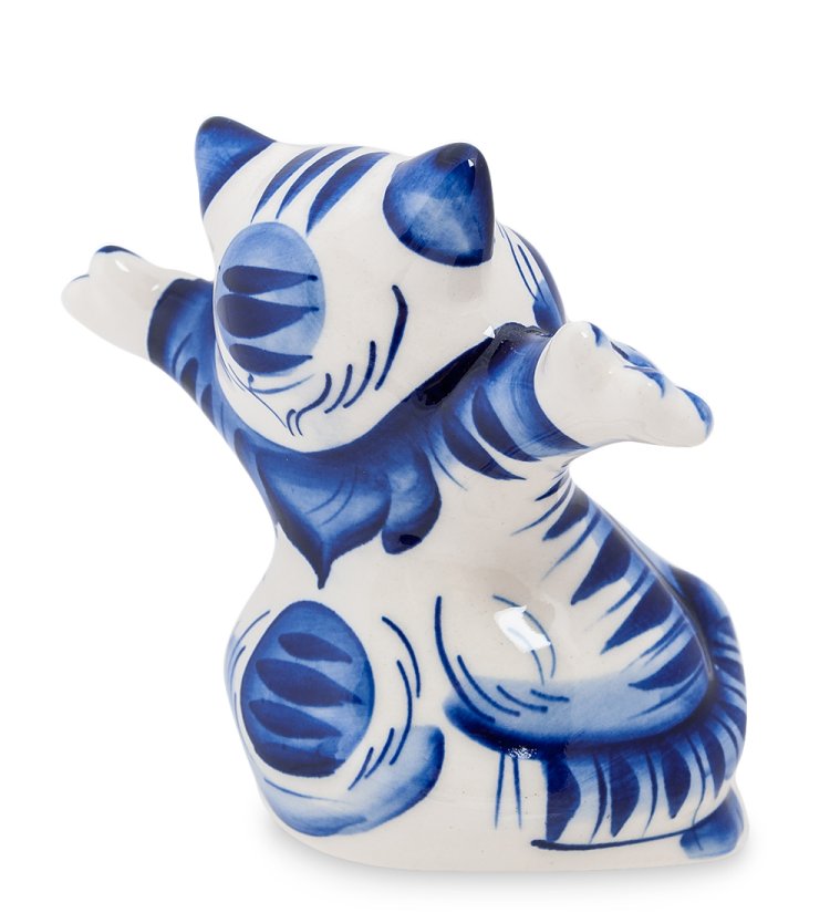 Фигурка Кот Добряк Голубая гжель ГЛ-150, фотография со спины