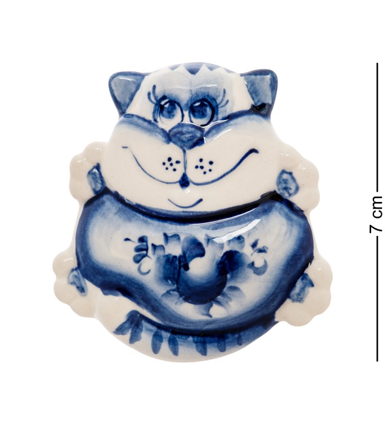 Магнит Кот жиробасик Голубая гжель ГЛ-526