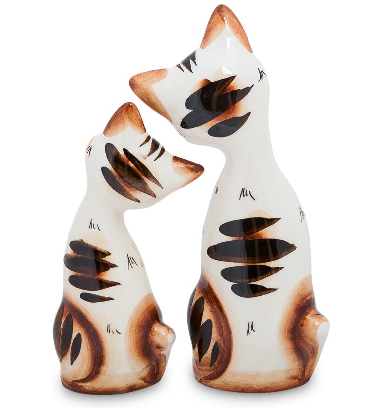 Статуэтка Пара котов Цветная гжель ГЛ-238, фотография со спины