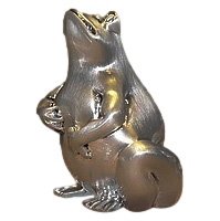 Статуэтка Лягушка Серебристая матовая, Размер 5,8x5,8 см