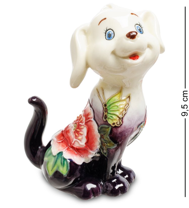 Статуэтка из фарфора Маленький Собачка с цветком Pavone JP-101/ 9