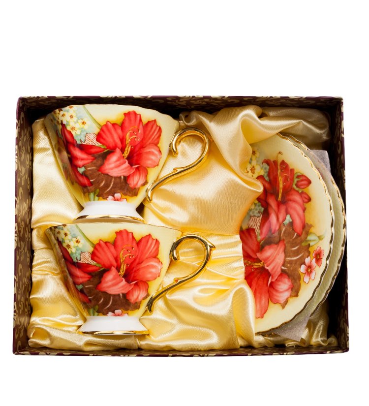 Чайный набор на 2 персоны Фиор Дель Аморе, маки Pavone AS-66, фотография в упаковке