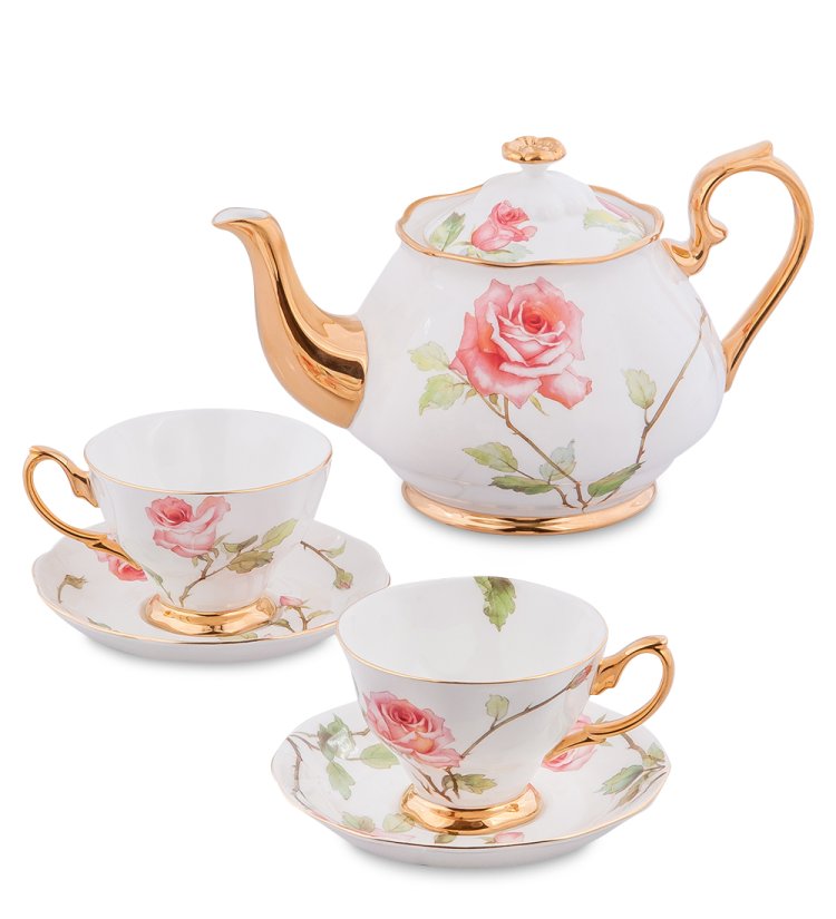 Чайный набор на 2 персоны с чайником Итальянская роза Pavone JK- 38