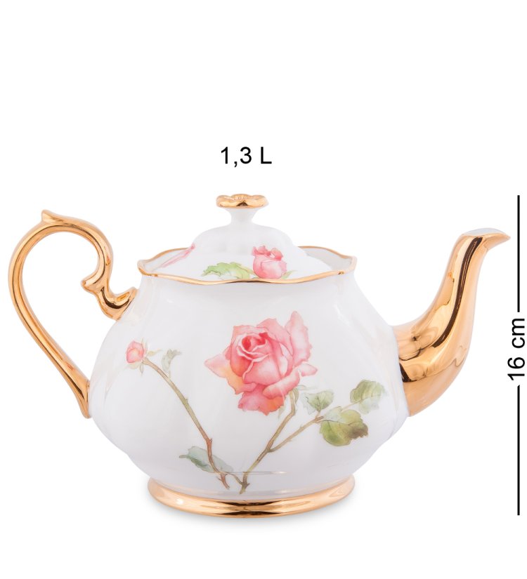 Чайный набор на 2 персоны с чайником Итальянская роза Pavone JK- 38, фотография чайника