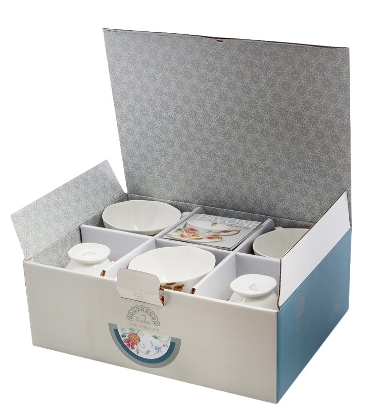 Чайный набор на 6 персон из фарфора Роза Рафаэлло, ручная роспись Pavone JS-09 фотография в упаковке