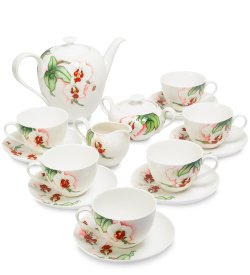 Чайный Сервиз на 6 персон из фарфора Королевская орхидея