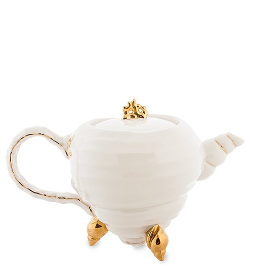 Заварочный чайник из фарфора Белая Морская ракушка Pavone FM-34/ 1, оборотная сторона