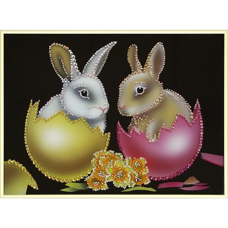 Картина Пасхальные кролики c кристаллами Swarovski