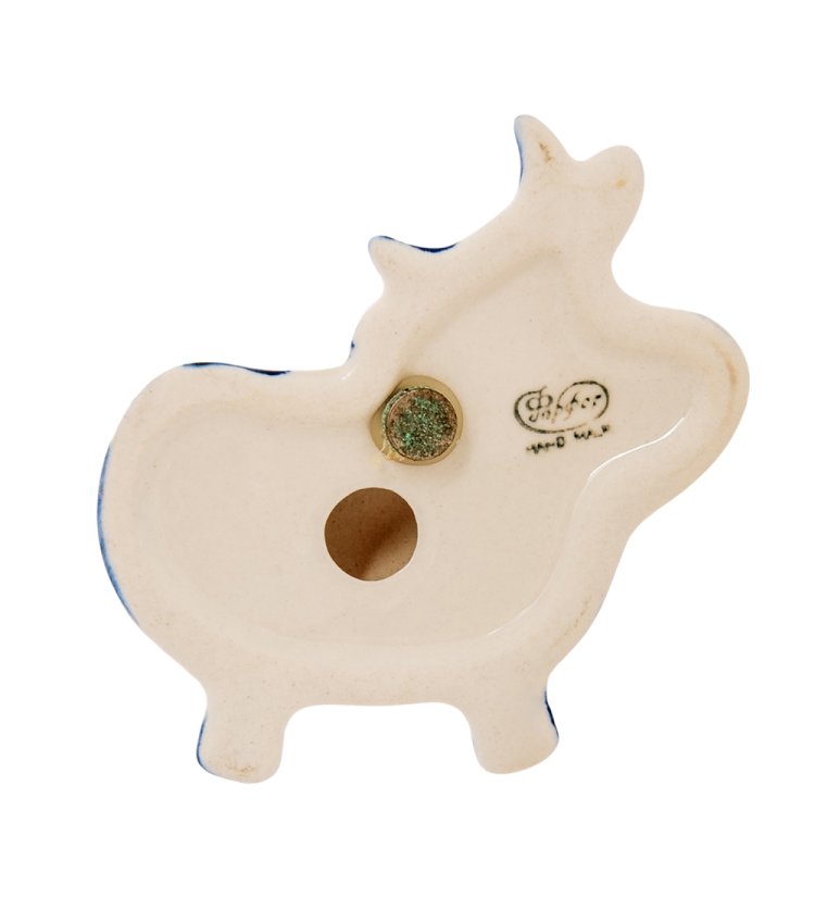 Магнит Корова - символ 2021 года Голубая гжель ГЛ-527, фотография с обратной стороны