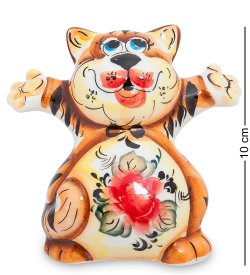 Фигурка Кот Добряк Цветная гжель