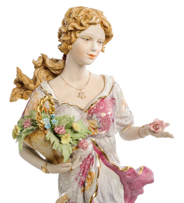 Статуэтка из керамики Девушка с букетом цветов Sabadin Vittorio SV- 05, фотография лица