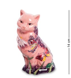 Статуэтка из фарфора Розовая кошечка с бабочками