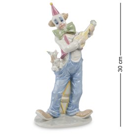 Статуэтка из фарфора Клоун с гитарой и собачкой