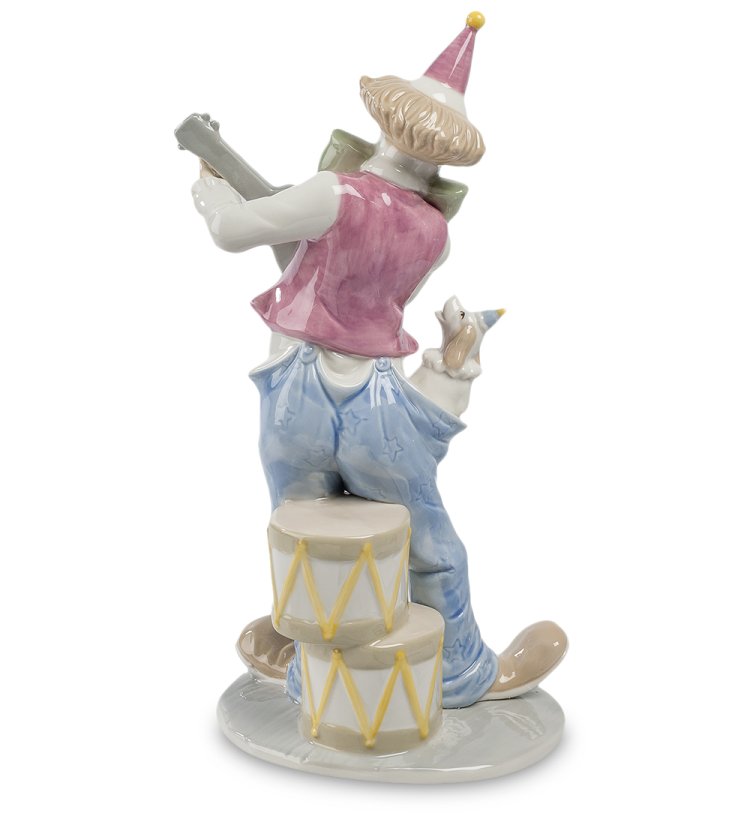 Статуэтка из фарфора Клоун с гитарой и собачкой Pavone CMS-23/57, фотография со спины