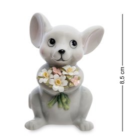 Статуэтка из фарфора Мышка с букетом