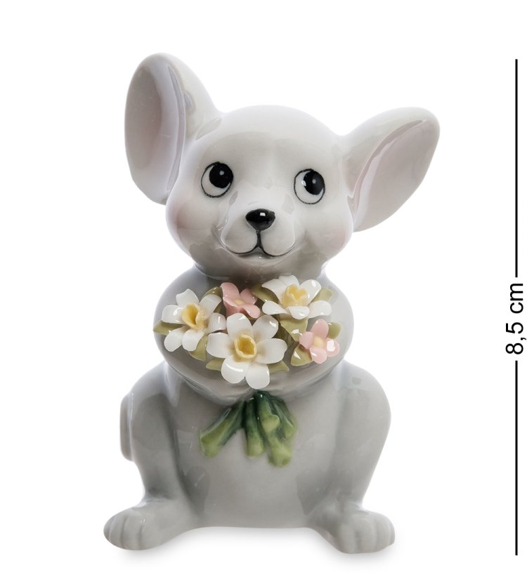 Статуэтка из фарфора Мышка с букетом Pavone CMS-60/23
