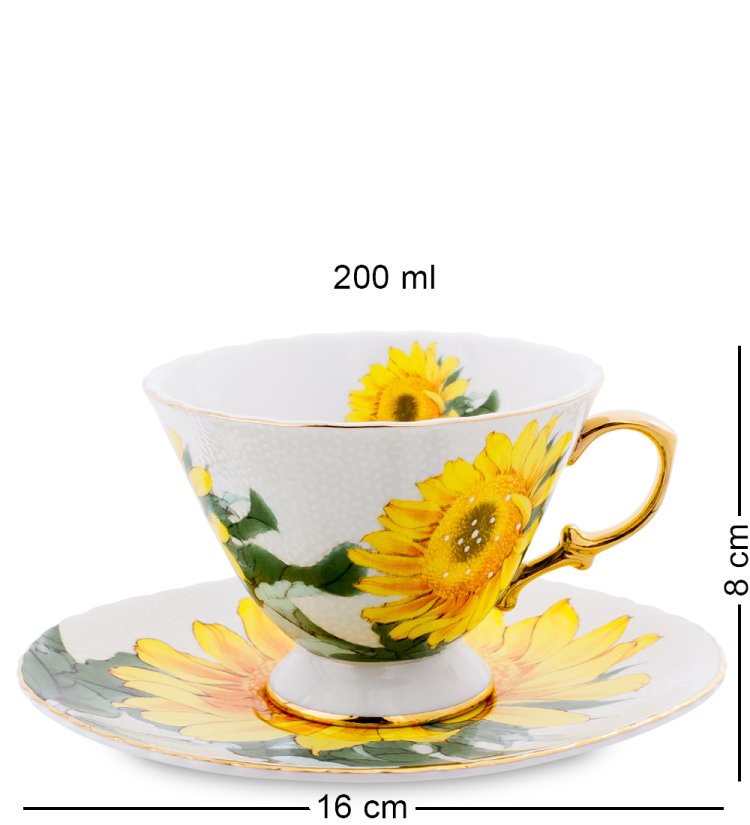 Чайный набор из фарфора на 6 персон Фиор Дель Аморе Pavone AS-57, фотография чашки с блюдцем