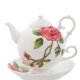 Чайная пара с чайником из фарфора Роза Рафаэлло, ручная роспись Pavone JS-10