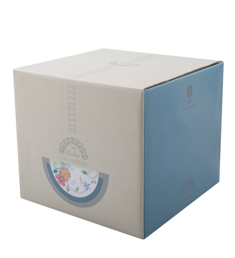 Чайная пара с чайником из фарфора Роза Рафаэлло, ручная роспись Pavone JS-10, фотография коробки